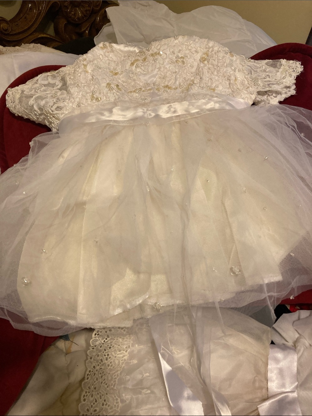 Bespoke Girls White Lace & Tulle Party Dress Baptism